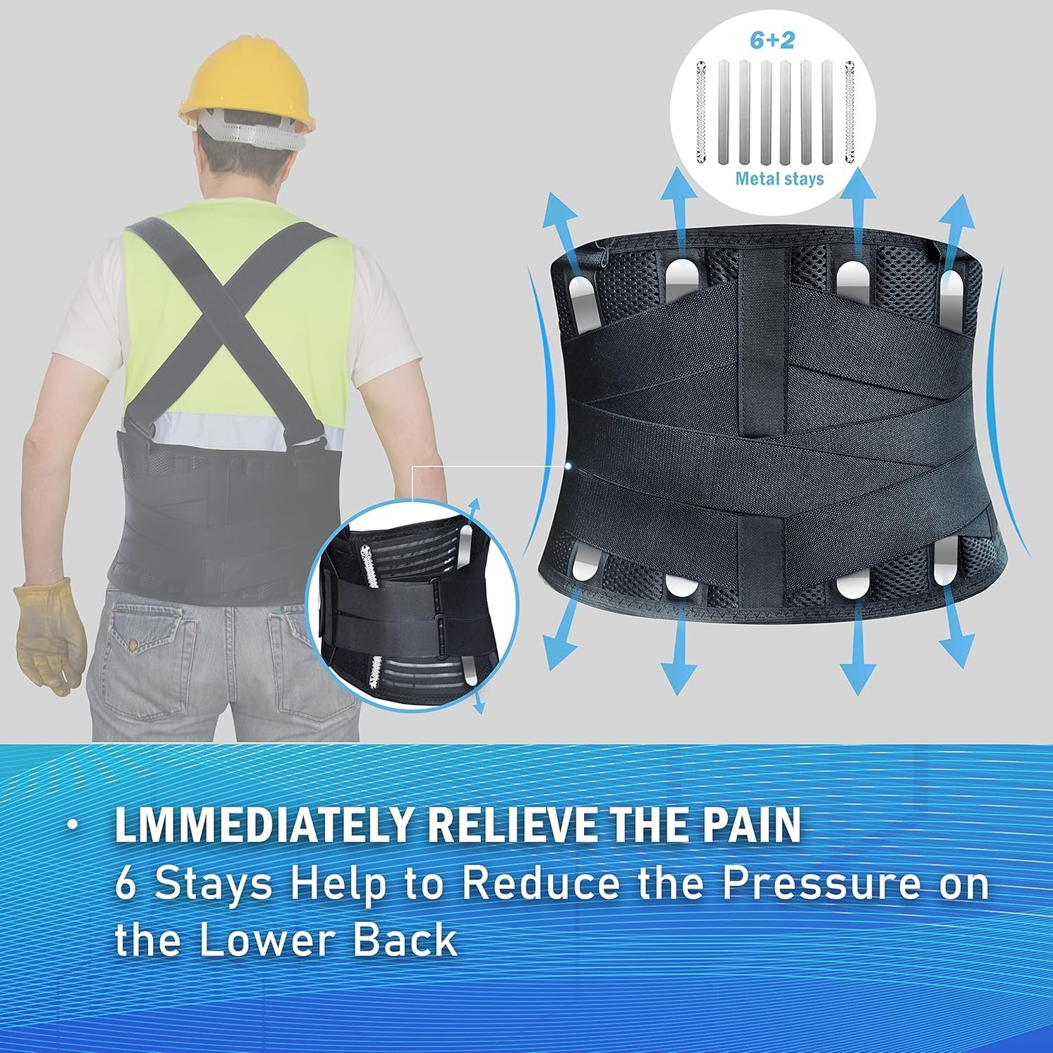 Faja lumbar Work con tirantes extraíbles, corrector de postura