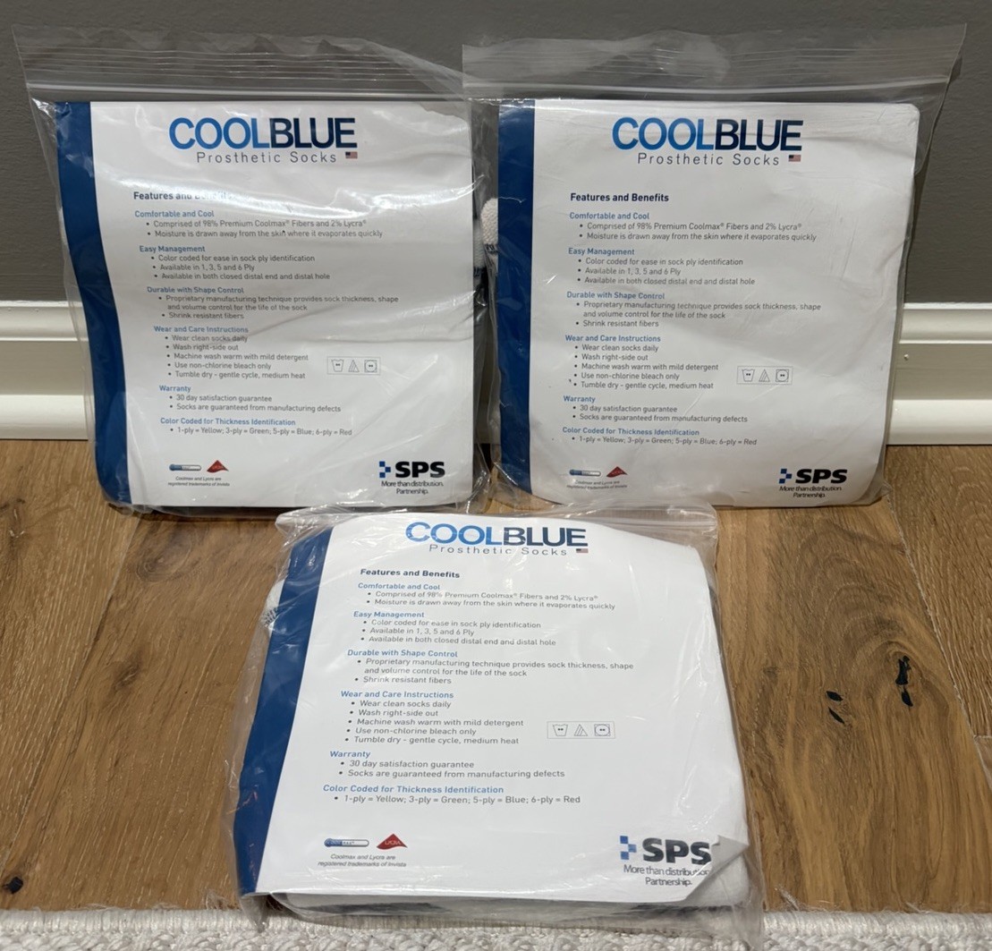 3 Cool Blue – 5 Ply Prosthetic Sock – Size 3,4 L 16-20 White CB5WDRG2