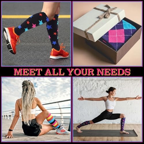 5 Pairs Calf Compression Sleeve Women Footless Compression Socks Support