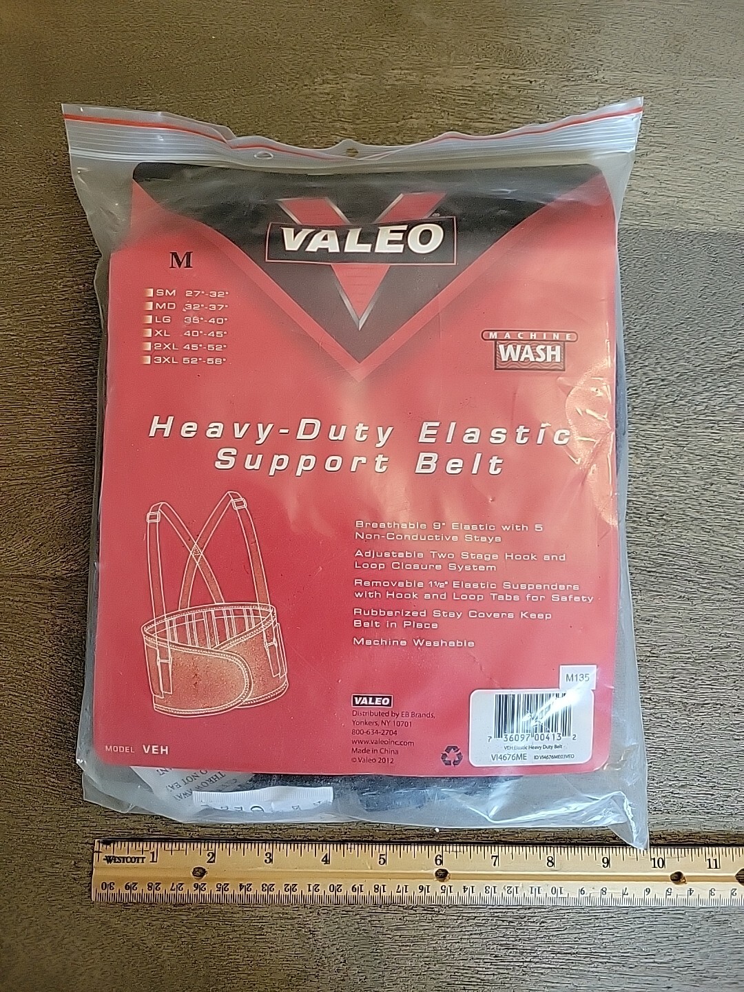 Valeo Back Brace Support – Size Medium 32″ to 44″Adjustable.see Pics And Descrip