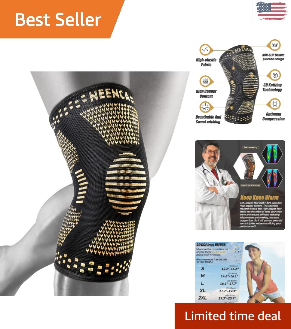 Doctor Recommended Copper Knee Braces – 2 Pack for Instant Relief & Comfort