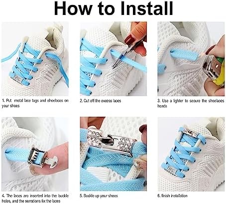 Elastic No Tie Shoe Laces with Bling Diamond Locks & Charms for Women’s Sneakers