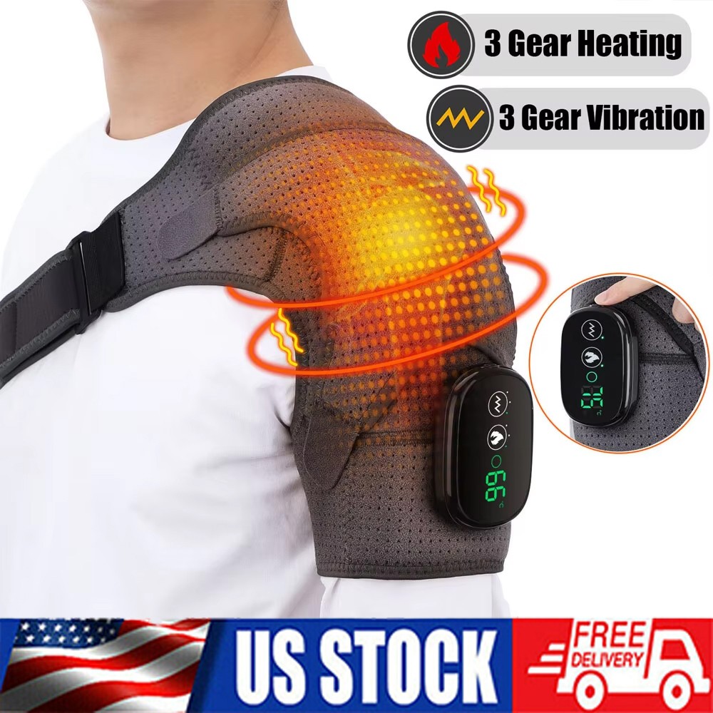 3 In 1 Electric Heated Shoulder Massager Brace with Vibration Joint Pain Relief-