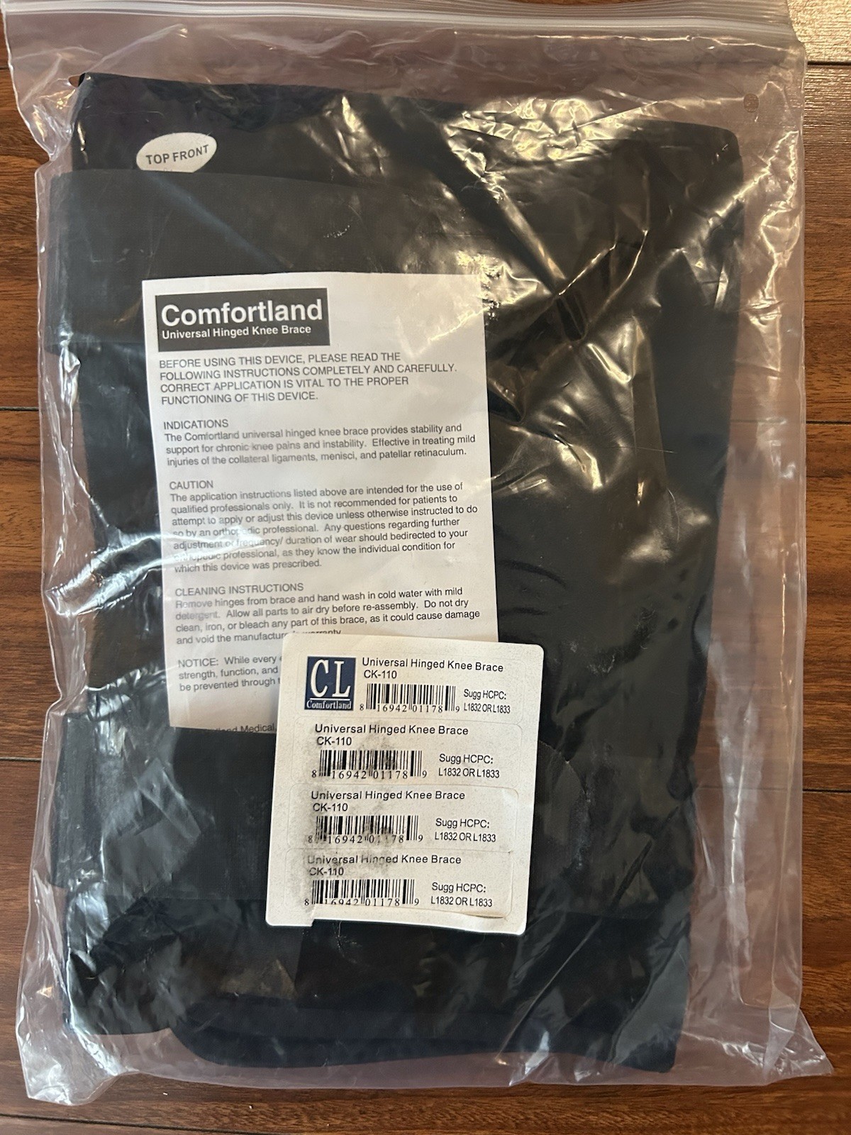 Comfortland Universal Hinged Knee Brace Standard Adult Size CK-110 + 2x CK-007