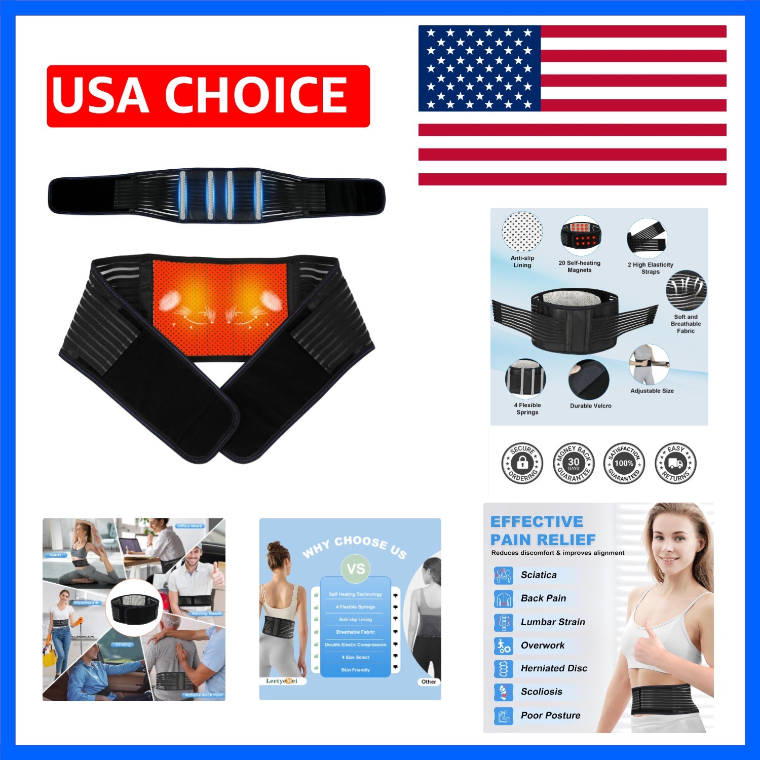 Back Brace for Lower Back Pain Relief, Lumbar Support Belt for Work for Men&W…