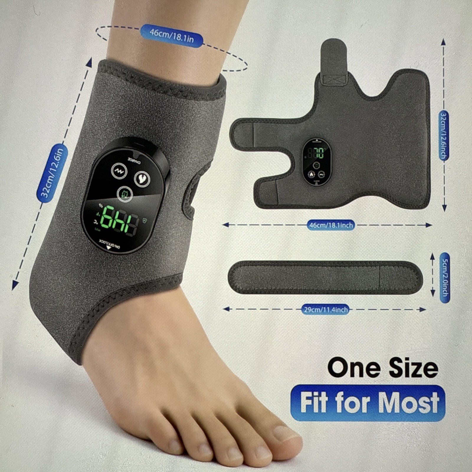 Cordless Foot and Ankle Massager for Pain Relief, 6 Level heat, 3 Vibrations