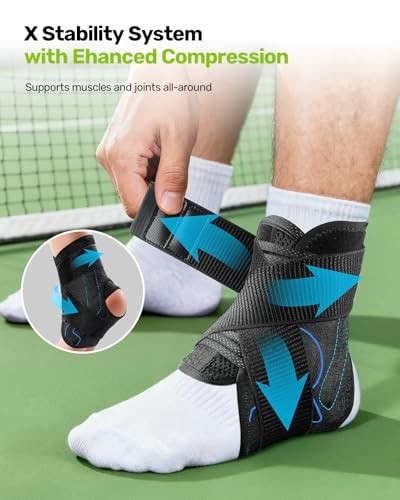 Quick Lace Up Ankle Brace with 2 Metal Support Stays, Breathable Stabilizer f…