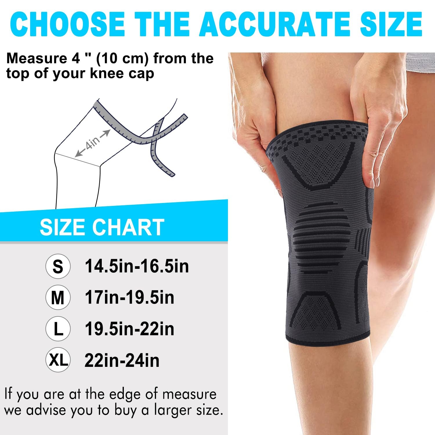 2 Pack Copper Knee Brace Knee Compression Sleeve Support for Men Women Knee P…