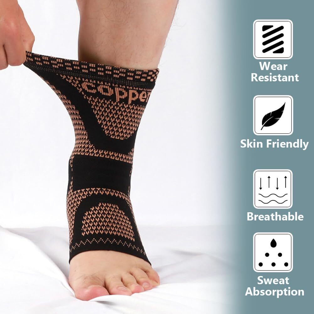 Copper Compression Sleeve Ankle Support Socks Foot Fasciitis for Pain Relief