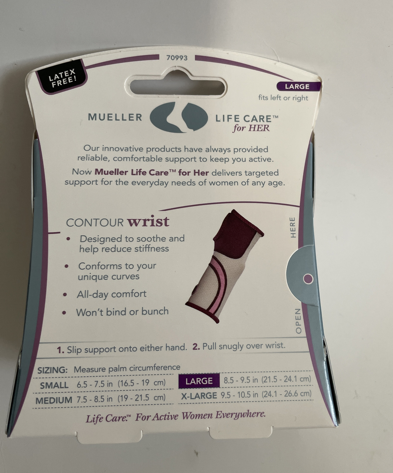 Mueller Life Care For Her Contour Wrist Moderate Support Large New In Box