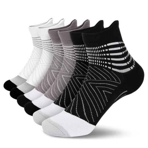 Compression Ankle Support Socks Women – Large Black+white+grey(3 Packs)