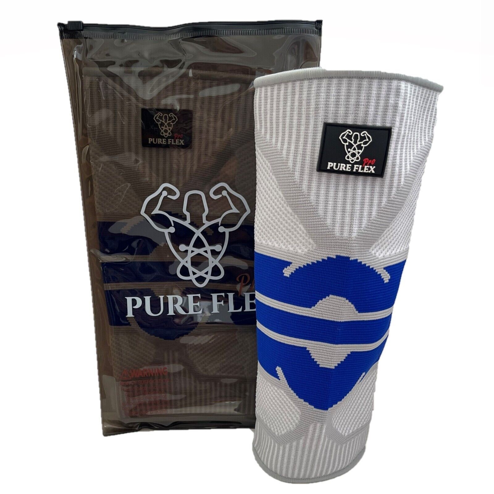 Knee Brace Compression Sleeve Support Sports Recovery ACL LCL MCL Blue/Grey L