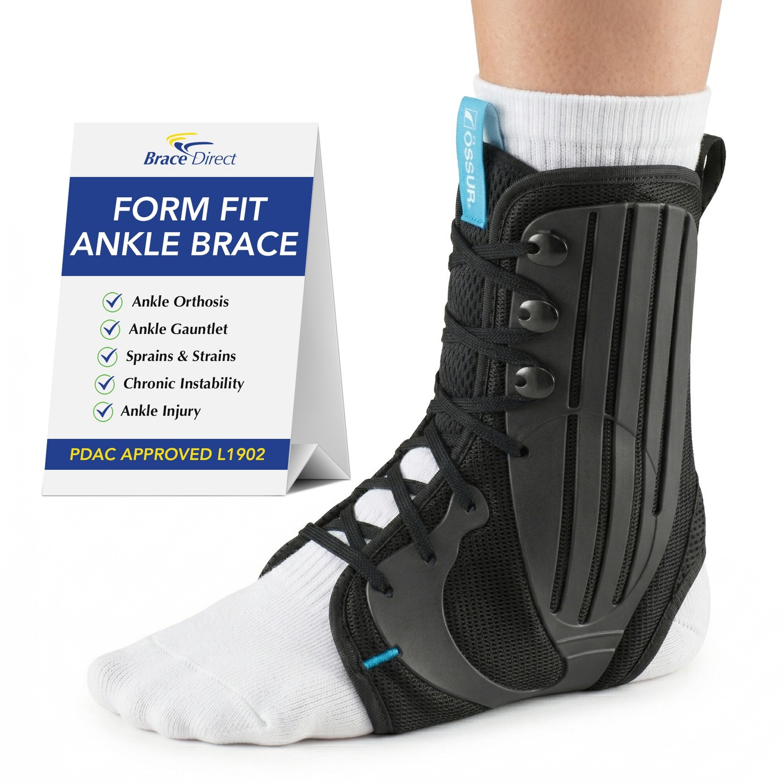 Ossur Form Fit Ankle Brace Figure 8 Strap -Quick Lace Up, Inversion/Eversion