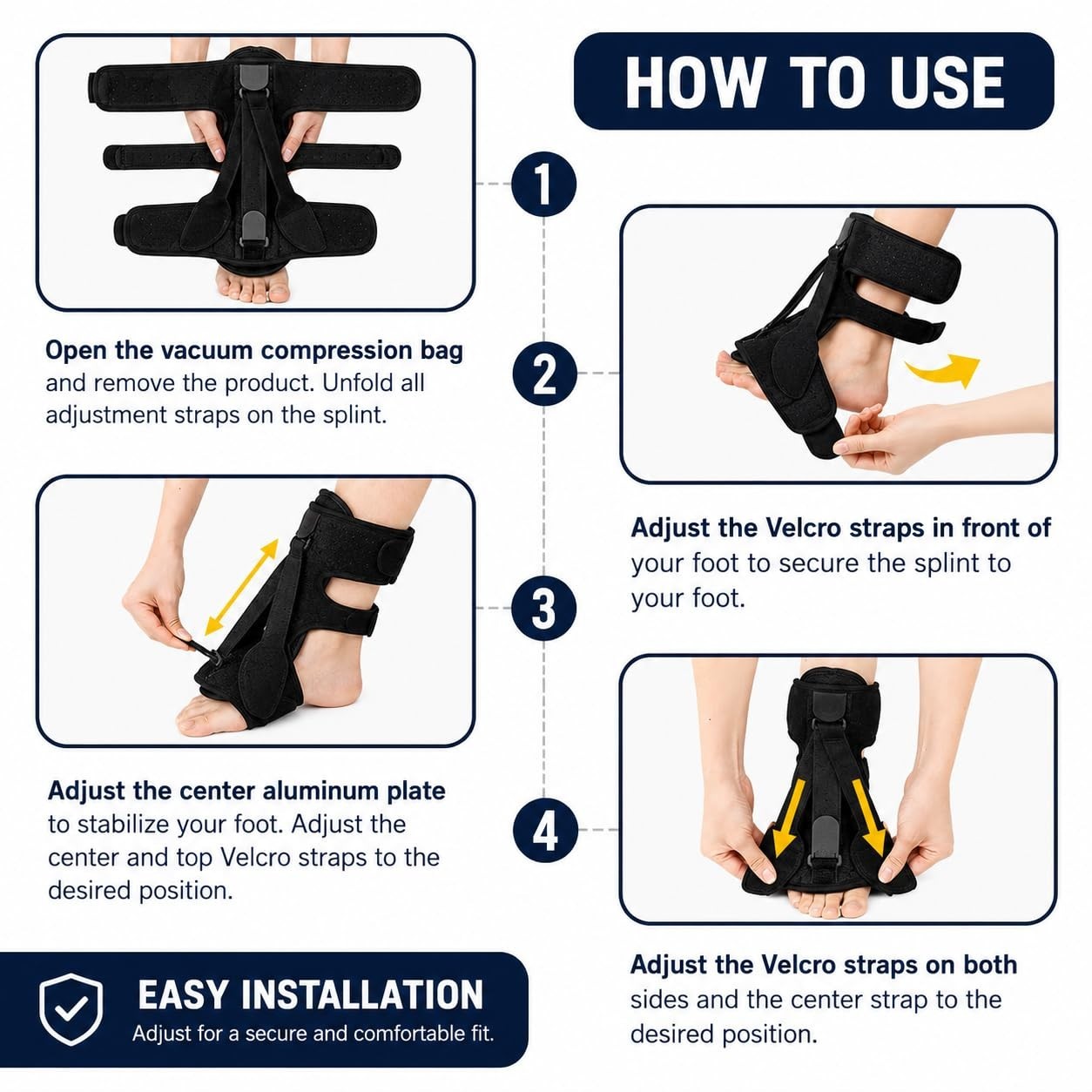 Plantar Fasciitis Night Splint Foot Brace Adjustable Memory Foam Heel Support
