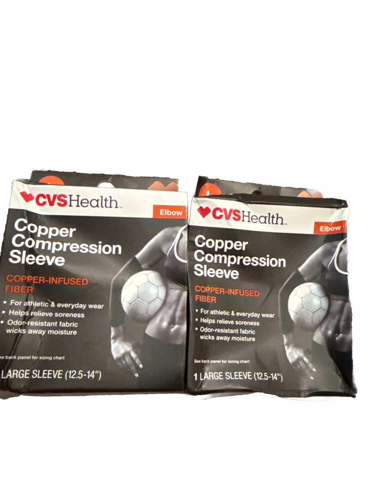 2 CVS Health Copper Compression Sleeve Elbow Large