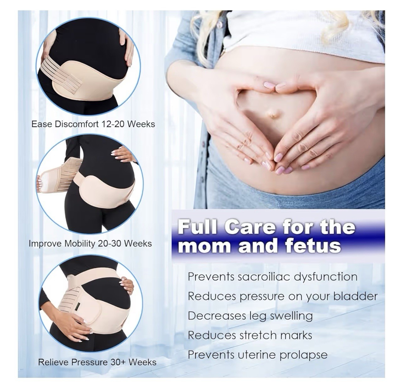 ChongErfei Maternity Support Belt Adjustable Beige