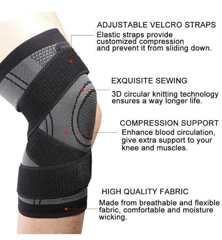 Vitokia Knee Compression Sleeve Knee Brace Supports For Weightlifting, Workout L