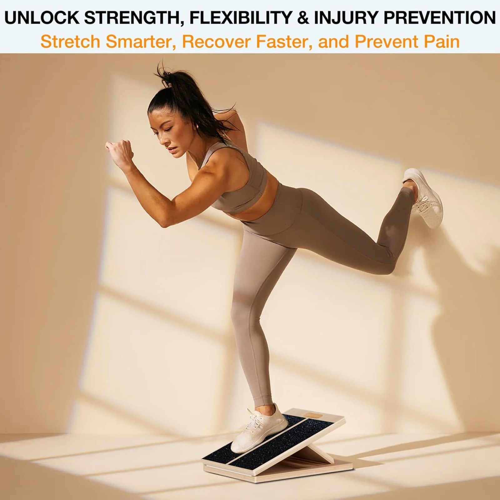 Calf Stretching Slant Board Wooden Incline Wedge for Foot Ankle Mobility Balance