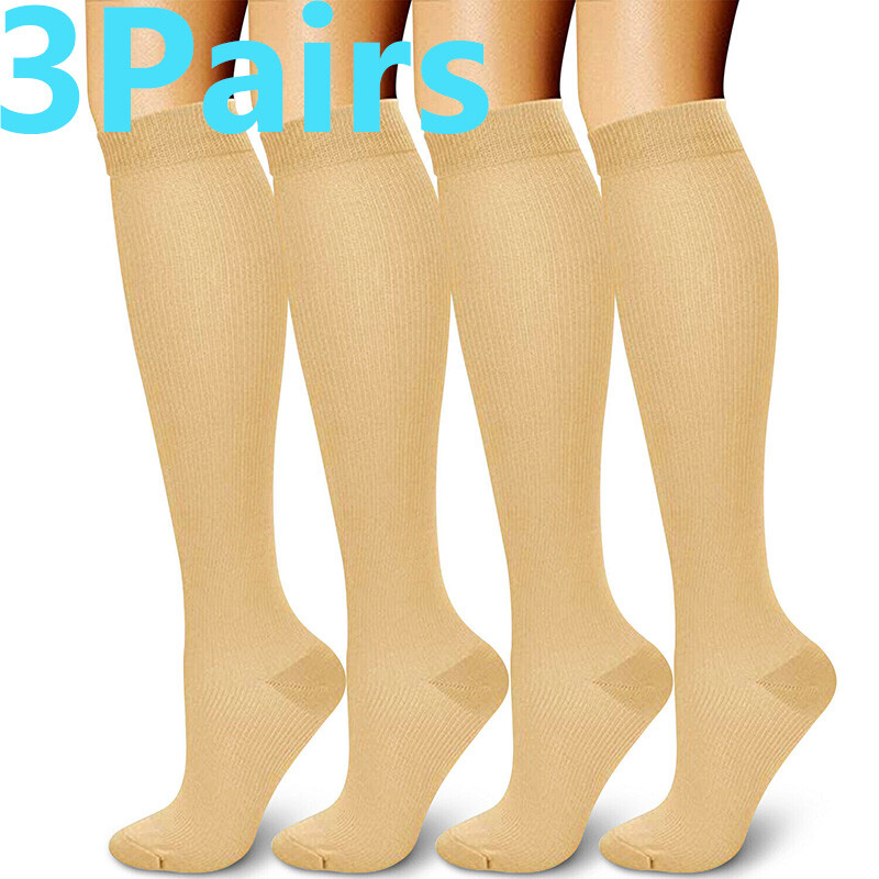 3 Pairs Compression Socks 20-30 mmHG Running Medical Foot Pain Relief USA Ship