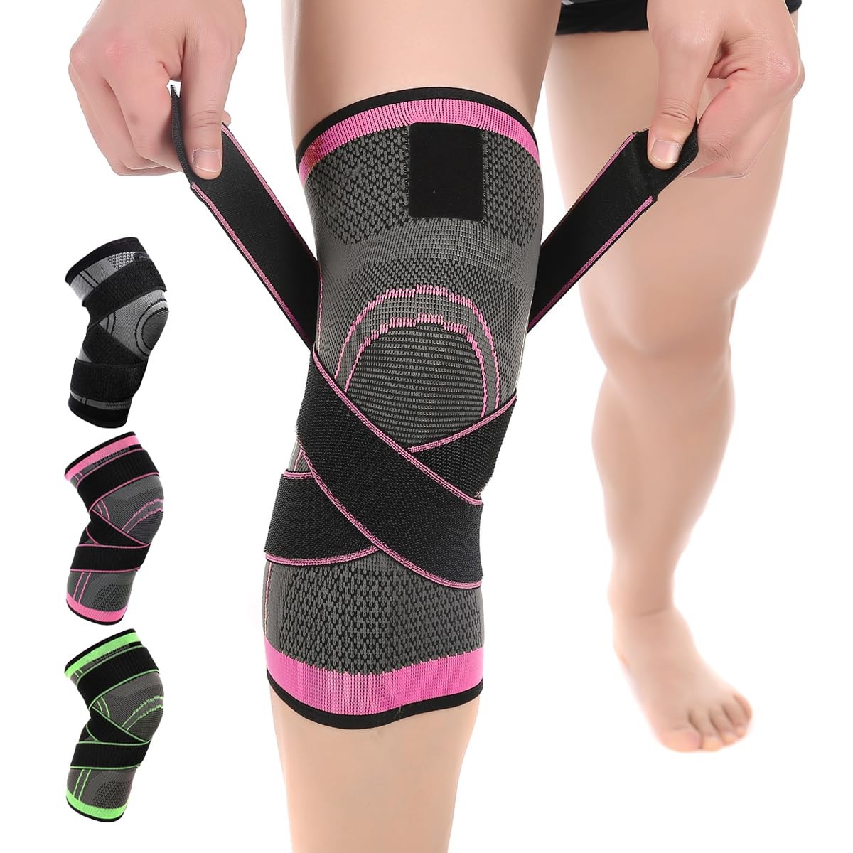 Knee Compression Sleeve with Strap, 1 Pack High Stretch Knee Brace for Women …