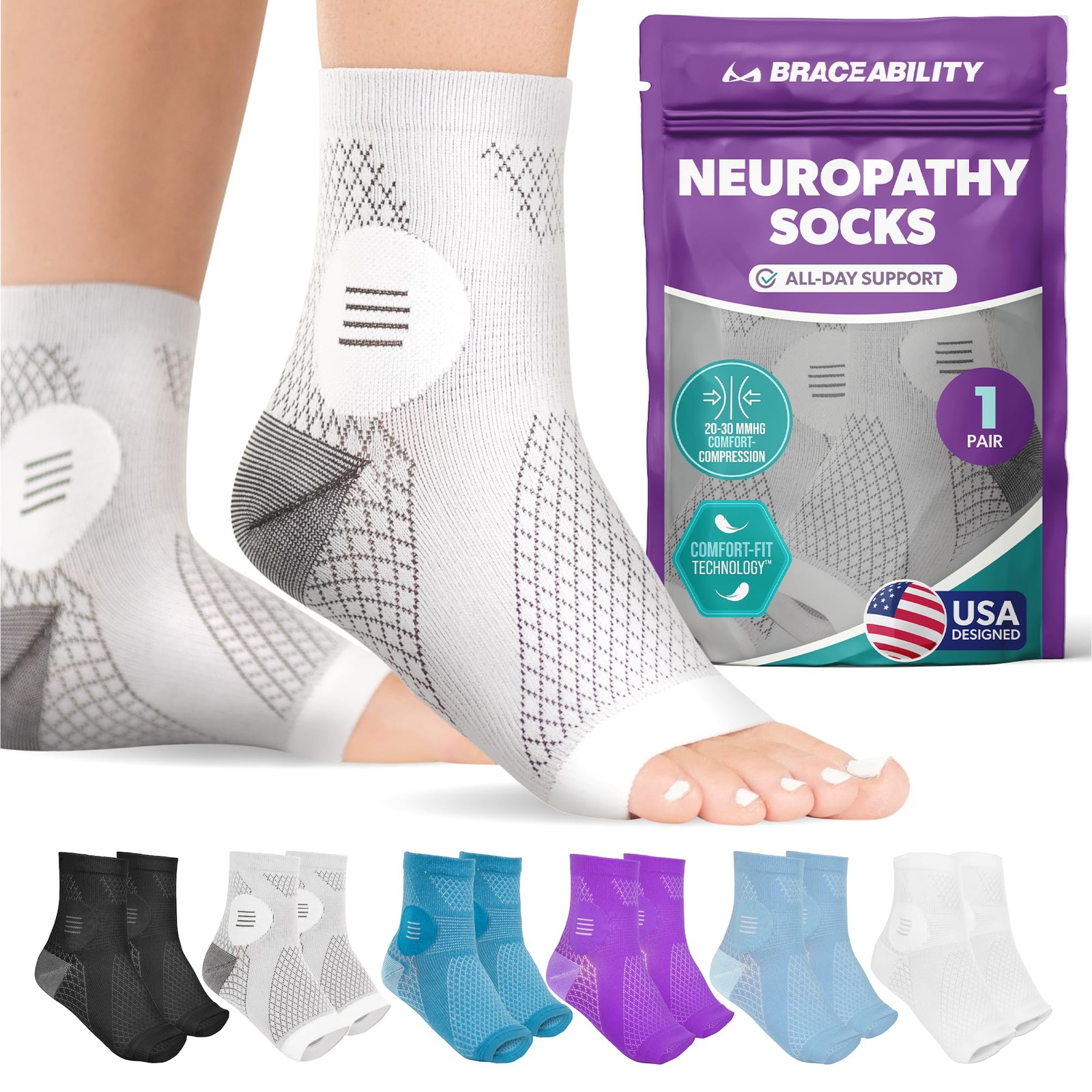 Neuropathy Compression Socks Toeless Foot Sleeves Pain Relief Pair