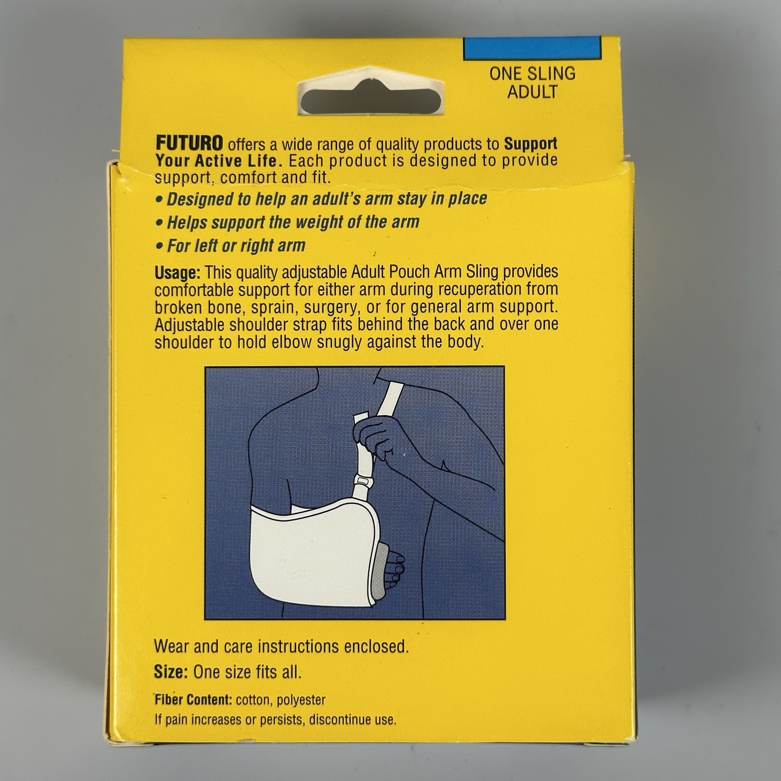 FUTURO Pouch Arm Sling Adult Adjust To Fit (NEW) Grey One Size Fits All, USA