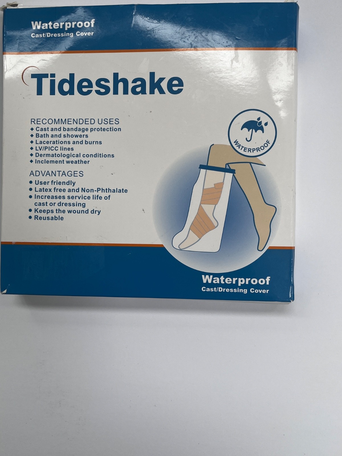Tideshake Waterproof Cast Cover Adult Half Leg Shower Protector Bandage Reusable