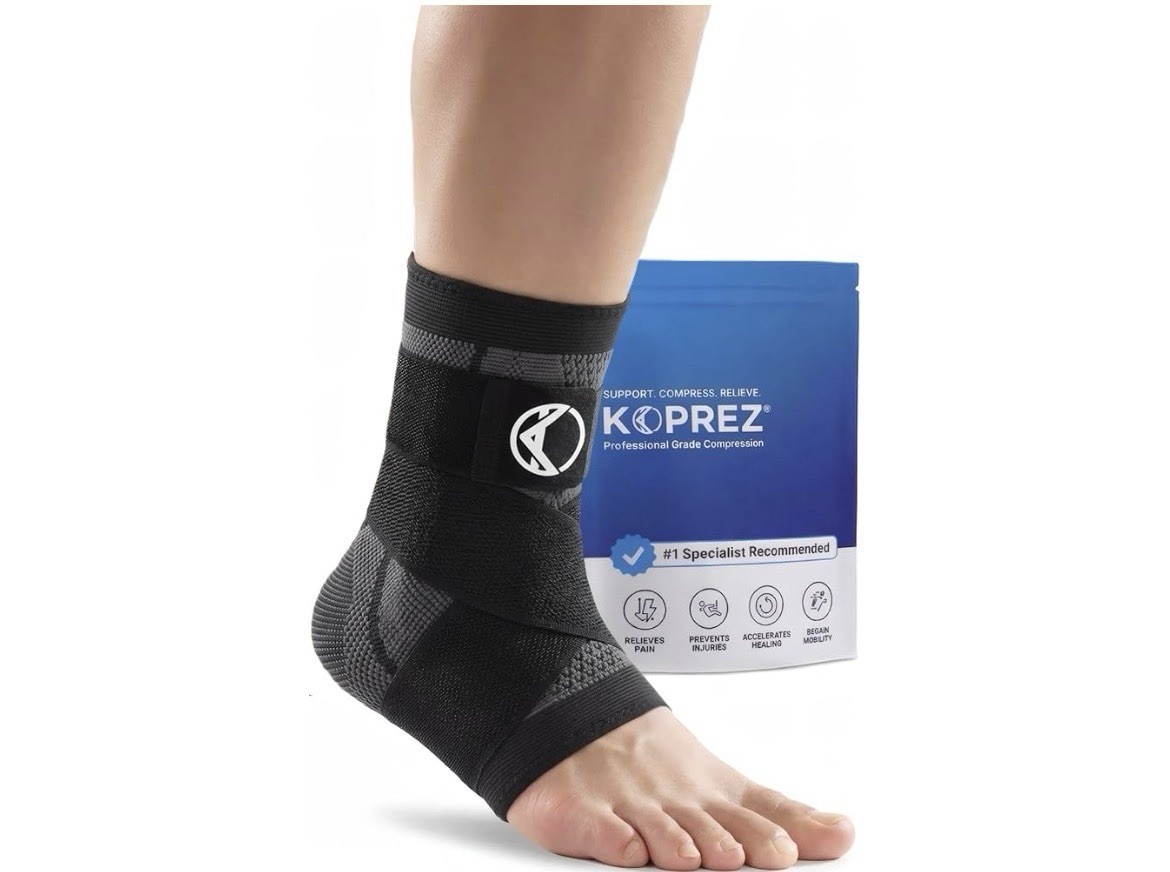 Koprez Plantar Fasciitis Ankle Compression Sleeve Adjustable Black
