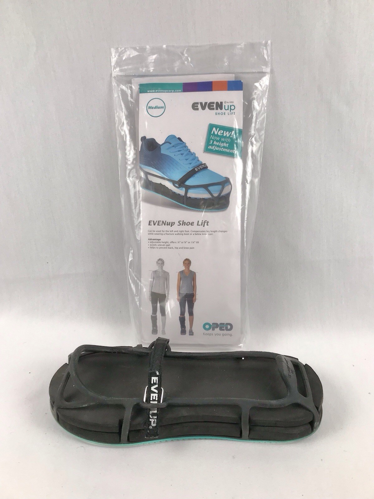 EVENup Shoe Lift Height Adjustable Right or Left Foot MED Men 8.5-10.5Women 9-11