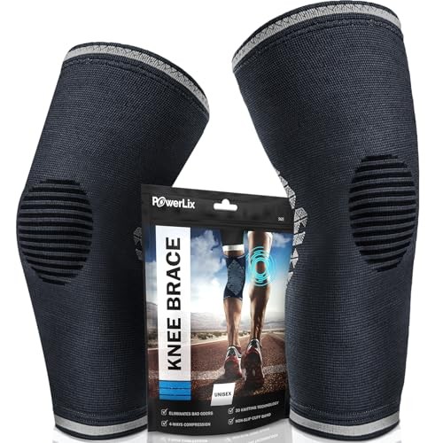 Knee Compression Support Sleeve – Best Knee Brace for Men & Medium Grey-2 Pack