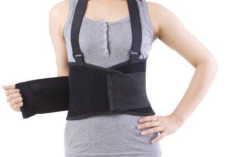 BLACK LUMBAR SACRAL BACK SUPPORT BELT BRACE 28 “- 33” + SM MED SMALL MEDIUM S/M