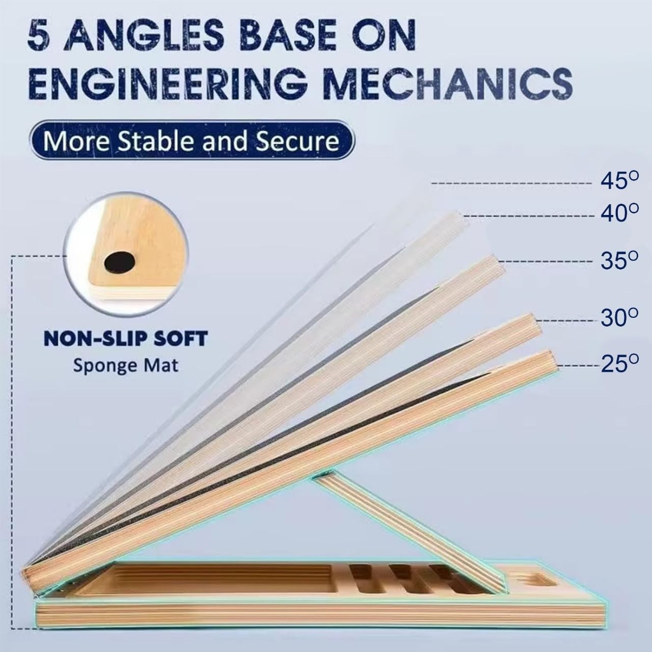 3-in-1 Portable Wooden Slant Board, 16.14 x 12.6 x 3.35 inches, Natural Wood