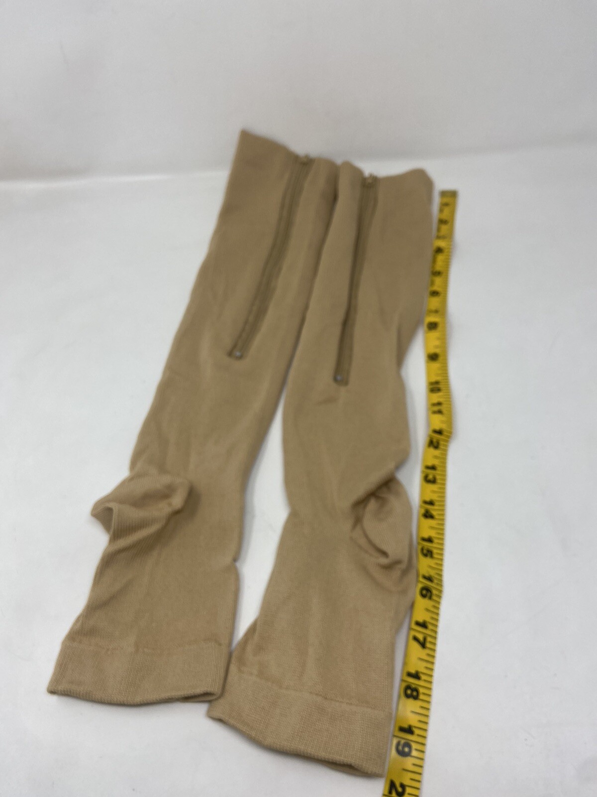 Zip Up Compression Socks Support Hose Unisex Edema Diabetic Lot Of 10 L/XL Beige