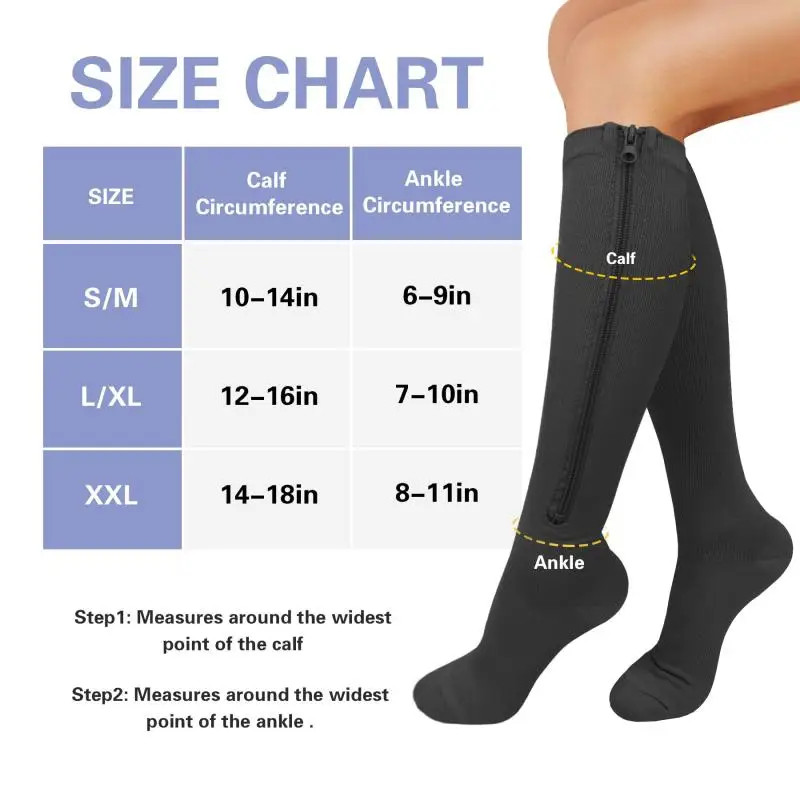 Medical Zipper Compression Socks Women Men High Elasticity Nylon Closed Toe