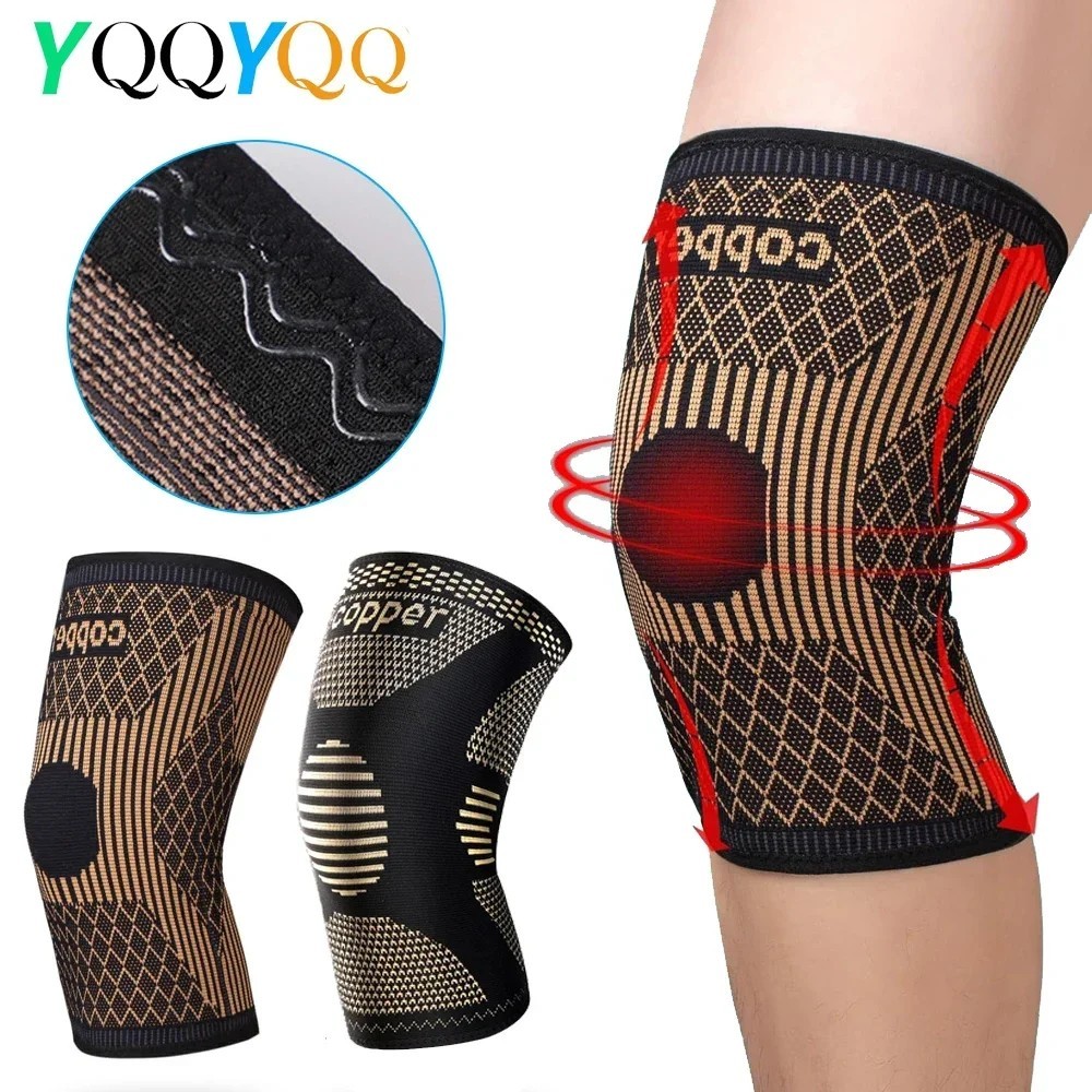 2x Copper Knee Sleeves Silver Compression Brace Support Sport Joint Injury Pain
