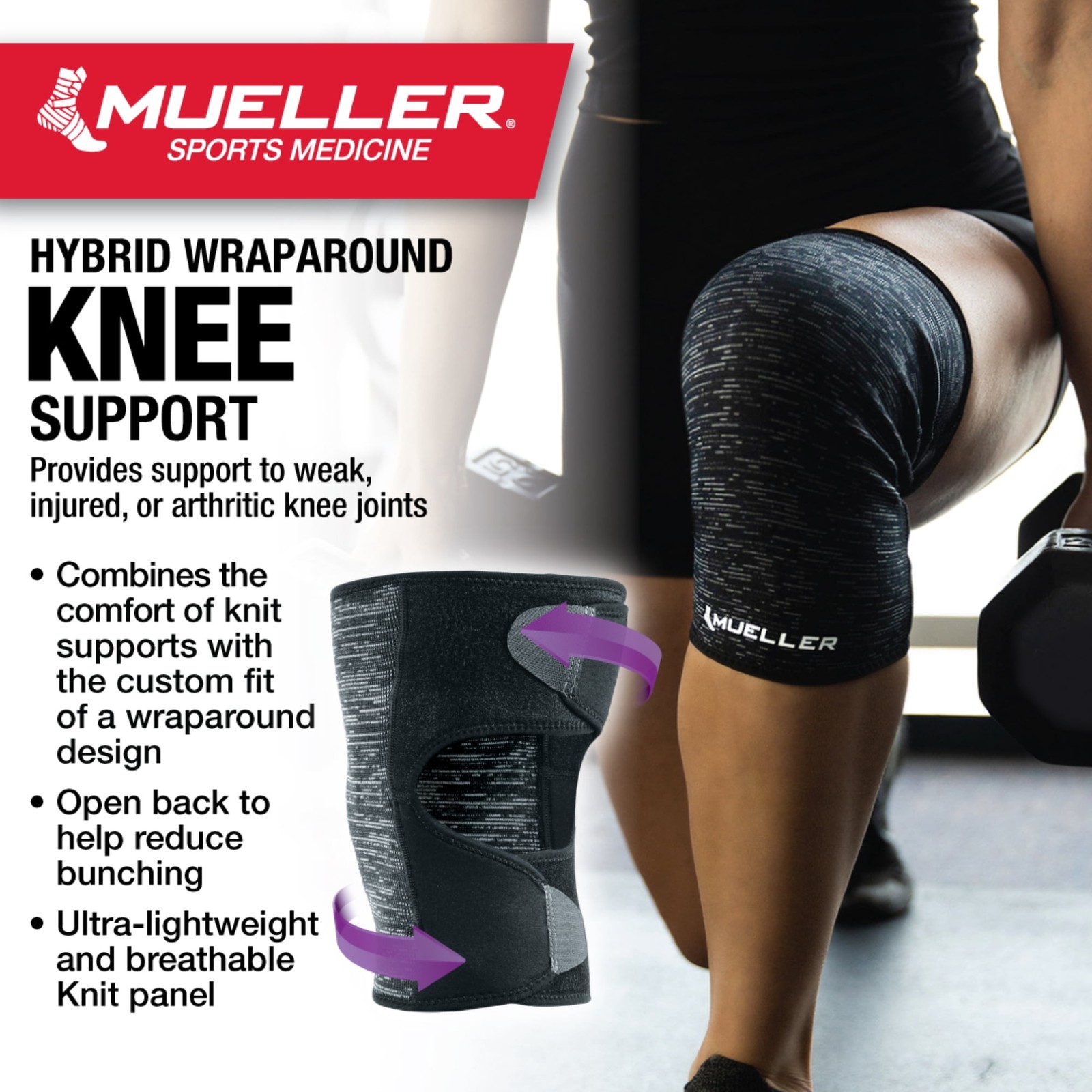 Hybrid W-Latex Knee & Leg Brace, Lightweight, Breathable, One Size