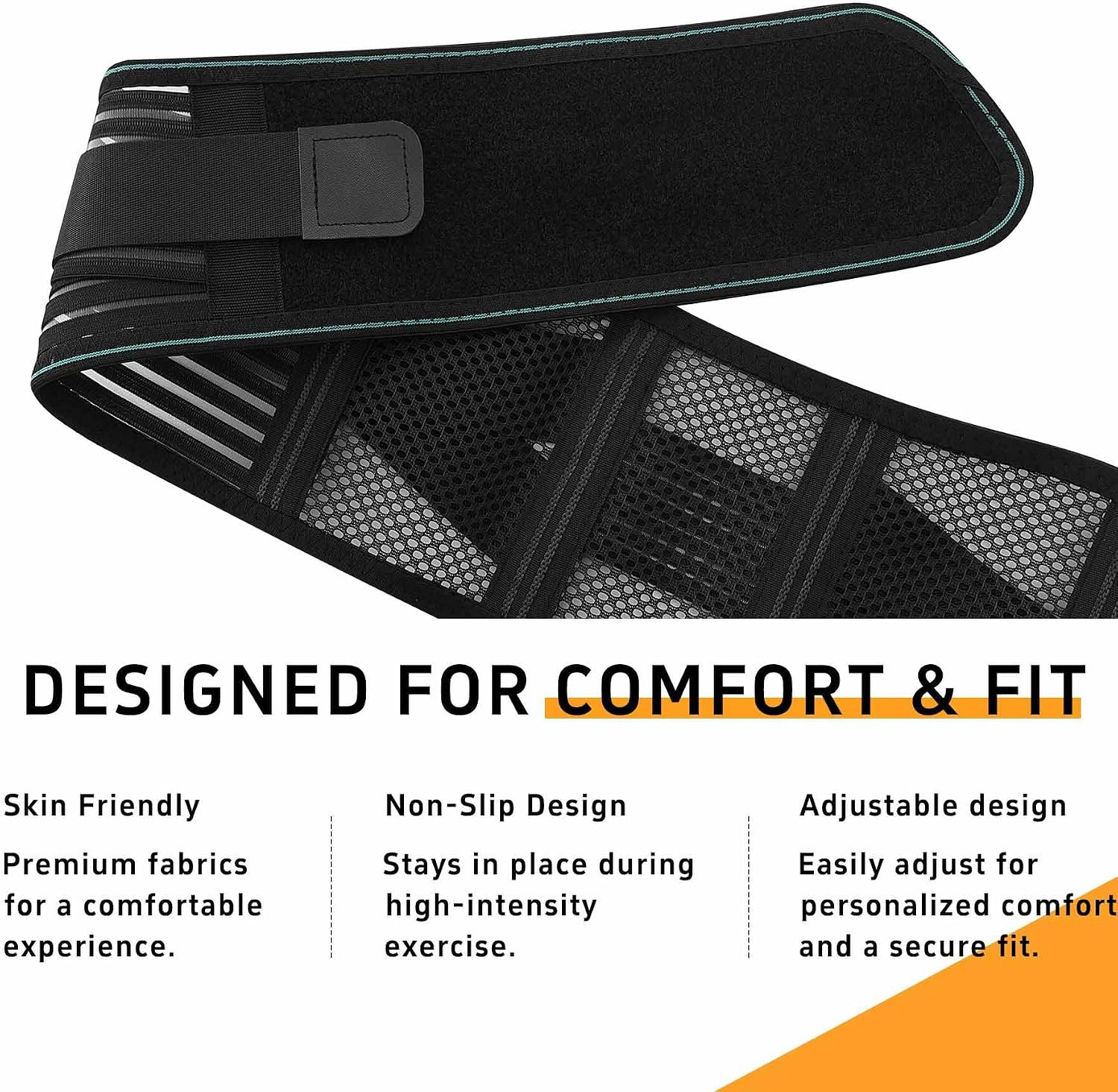 Lower Back Brace for Men and Women, Adjustable Lumbar Support Belt with Breathab