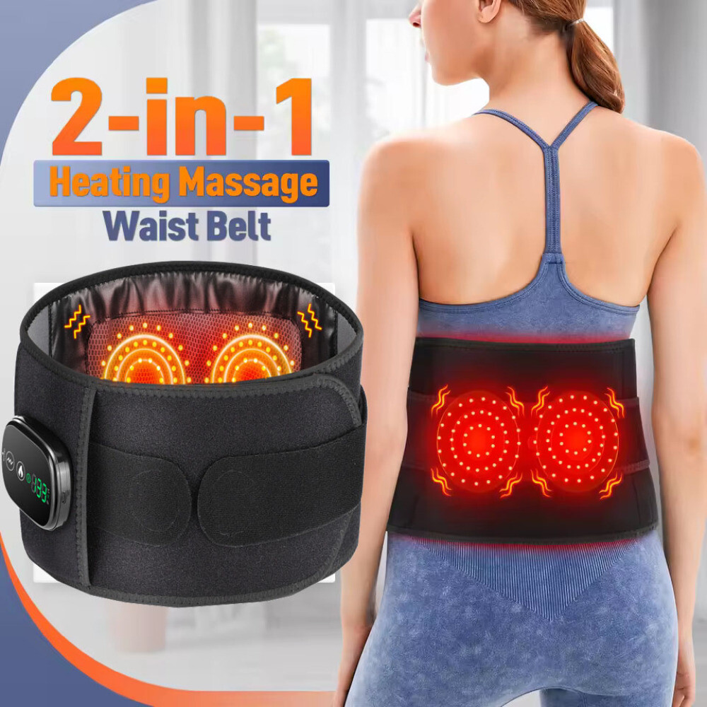 2 In 1 Electric Lower Back Massager for Pain Relief Heated Waist Lumbar Belt