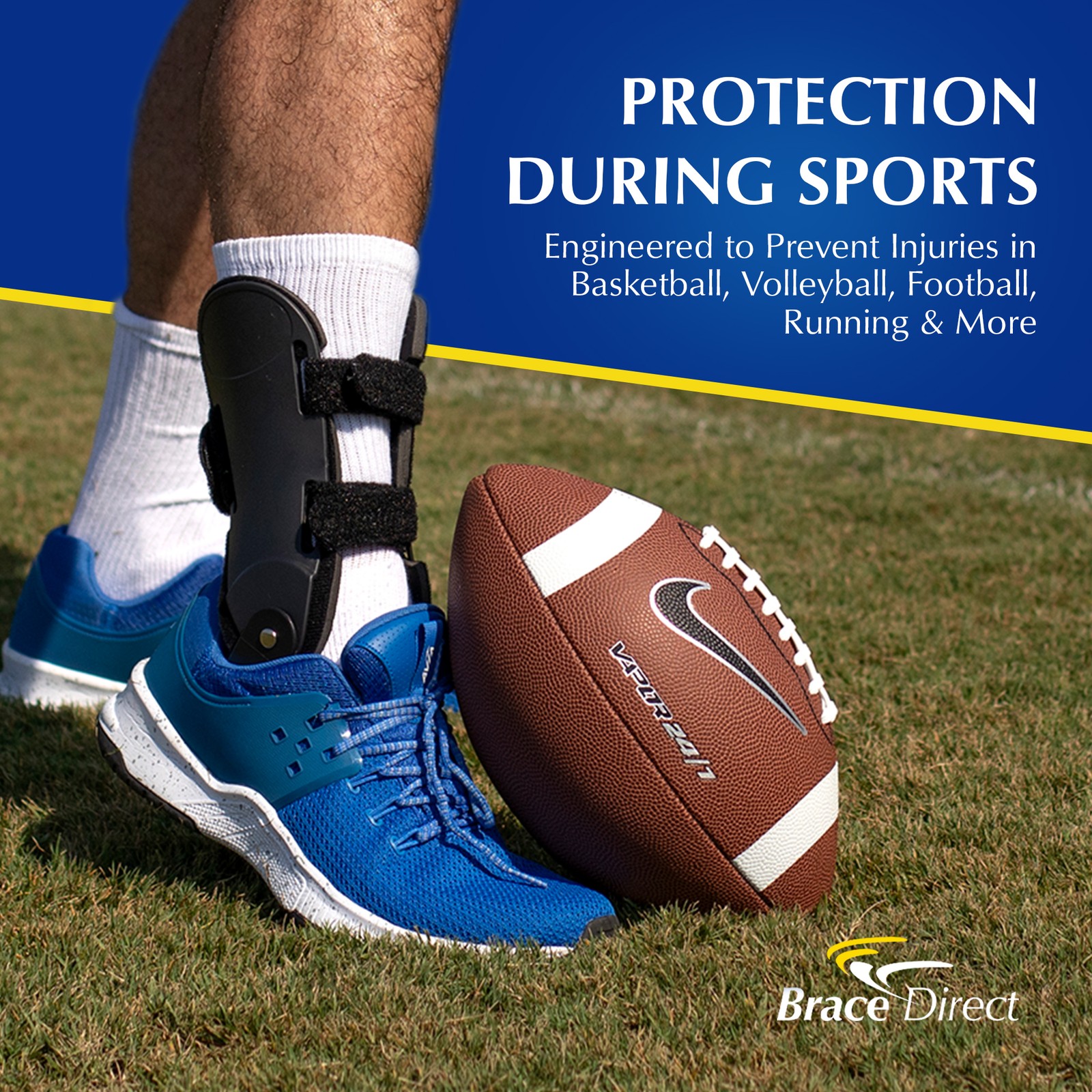Semi-Rigid Active Ankle Brace Stabilizer for Sprain Support and Sport Protection