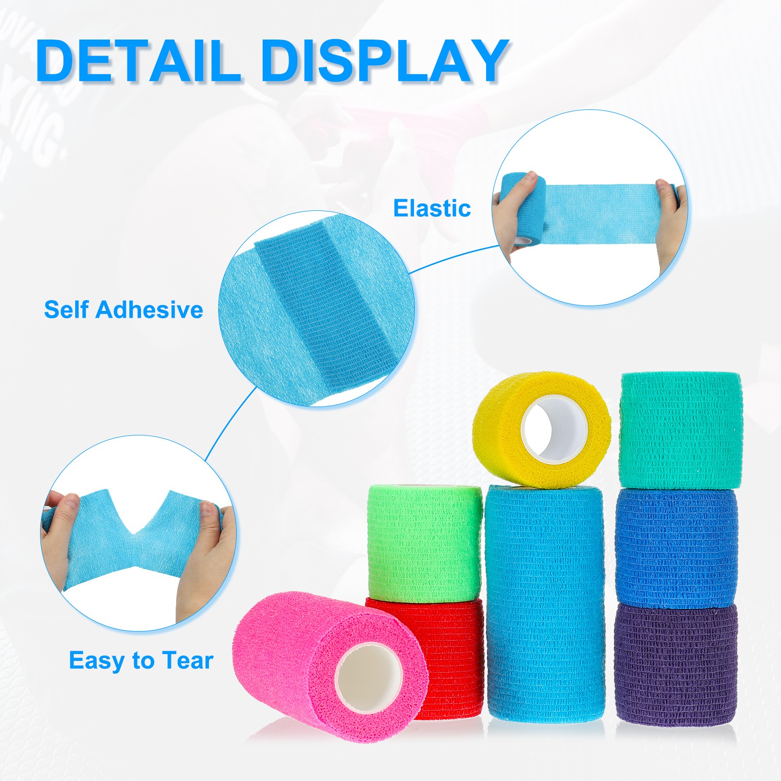 2″ x 177″ 12 Pcs Self Adhesive Bandage Wrap Elastic Self Tape Bright Green