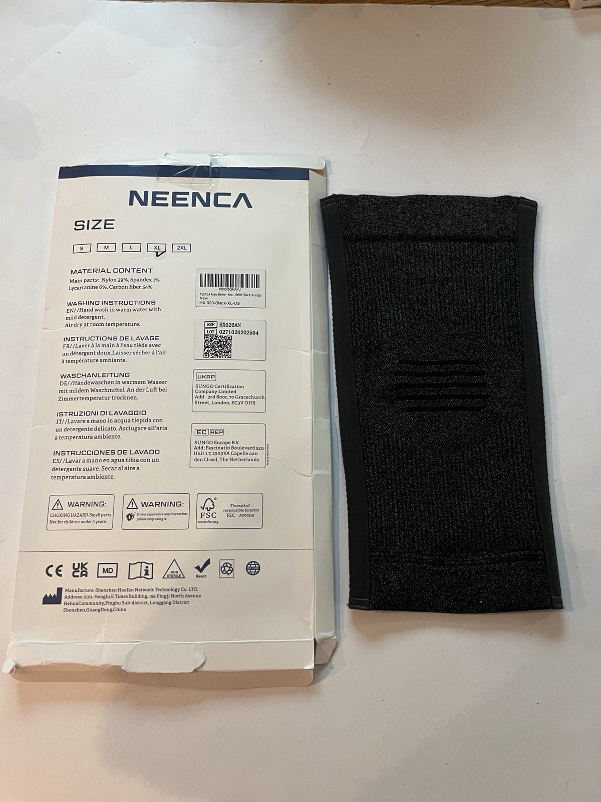 NEENCA Knee Brace Compression Sleeve HX020 Black XL Knee Support