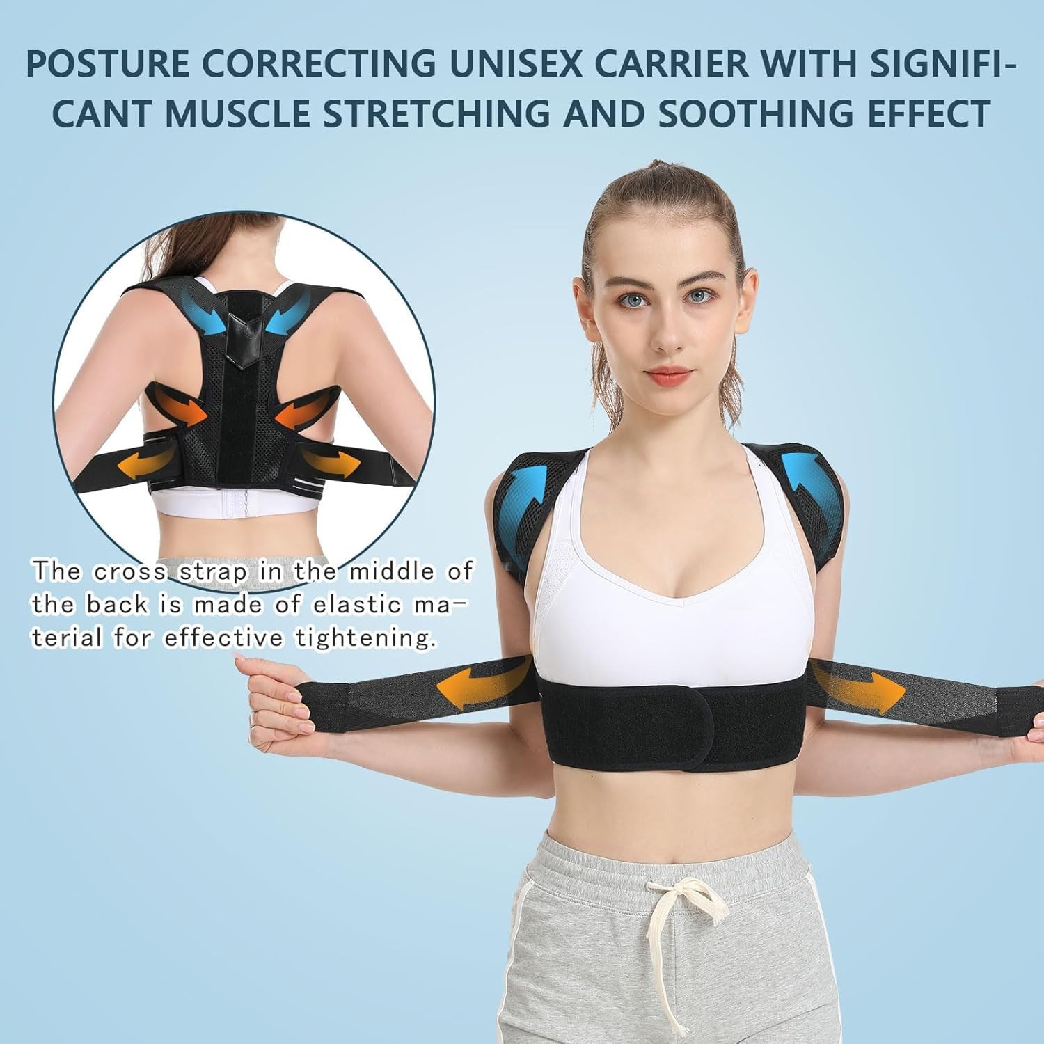 Herokoo Back Brace Posture Corrector, Adjustable Brace, M, Black