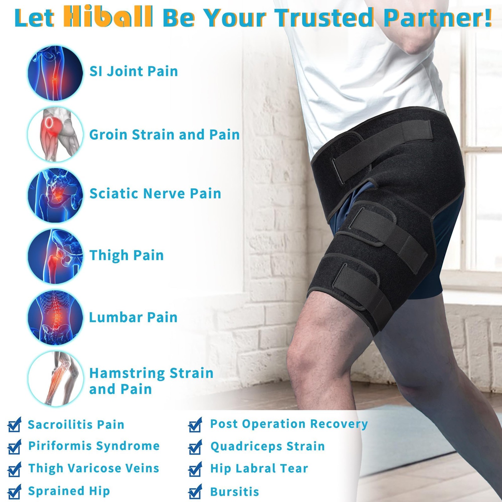 1 PCS Adjustable Compression Hip Groin Hamstring Thigh Wrap Upper Leg Brace
