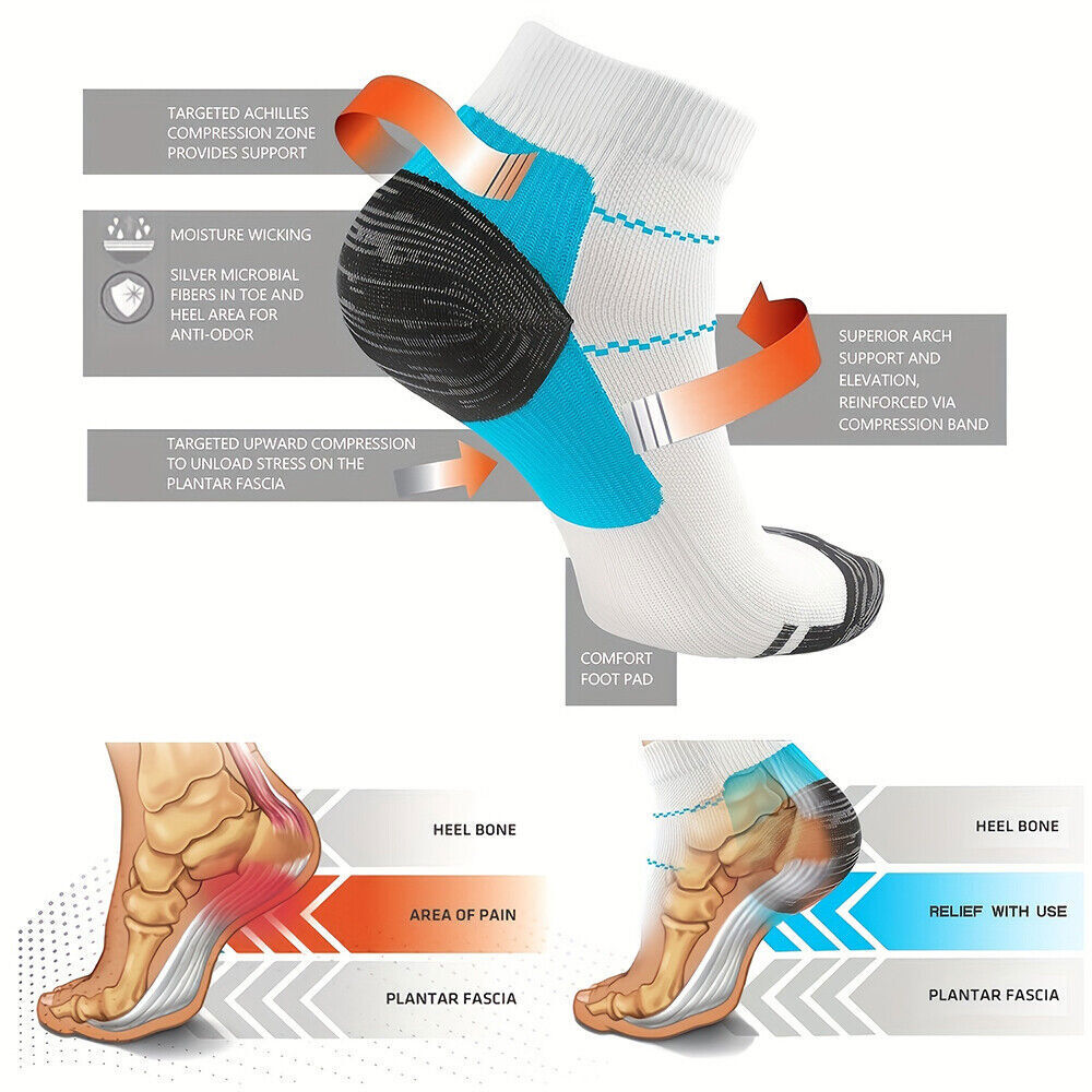 Men Women Ankle Quarter Crew Socks Sports Compression Sleeves Foot Support Brace