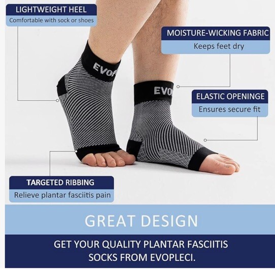 EVOPLECI Ankle Compression Sleeve 20-30mmHg Plantar Fasciitis Socks Unisex XL