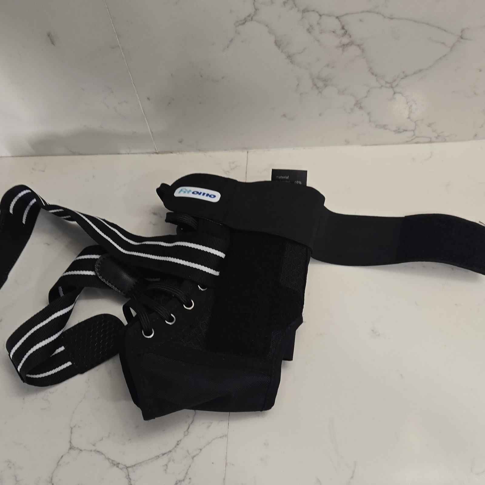 Fitomo Ankle Brace Stabilization Adjustable Support w/ Straps Black Size S
