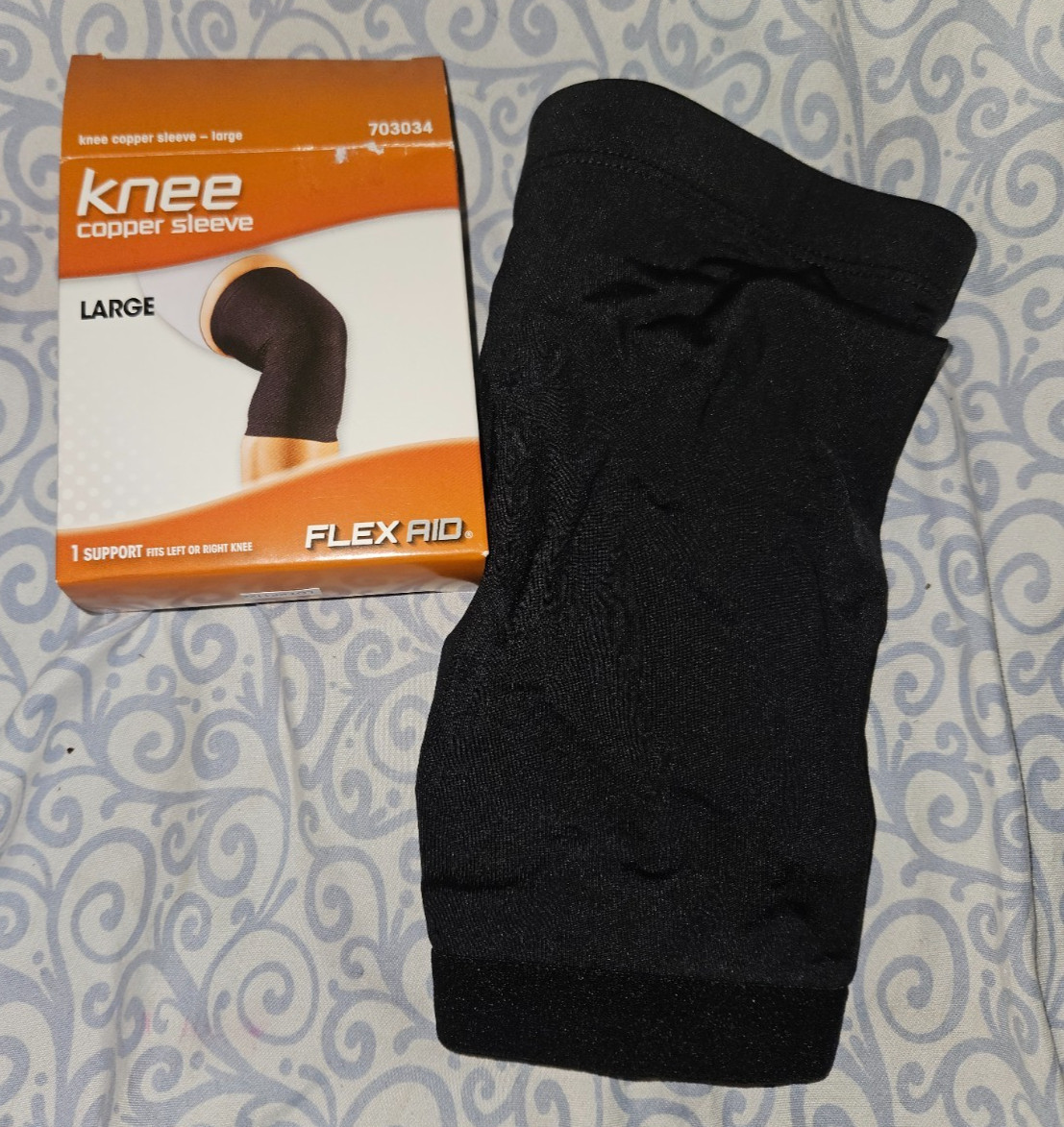 Copper Knee Sleeve Size Large Flex Aid 2 Supports For Left Or Right Knee
