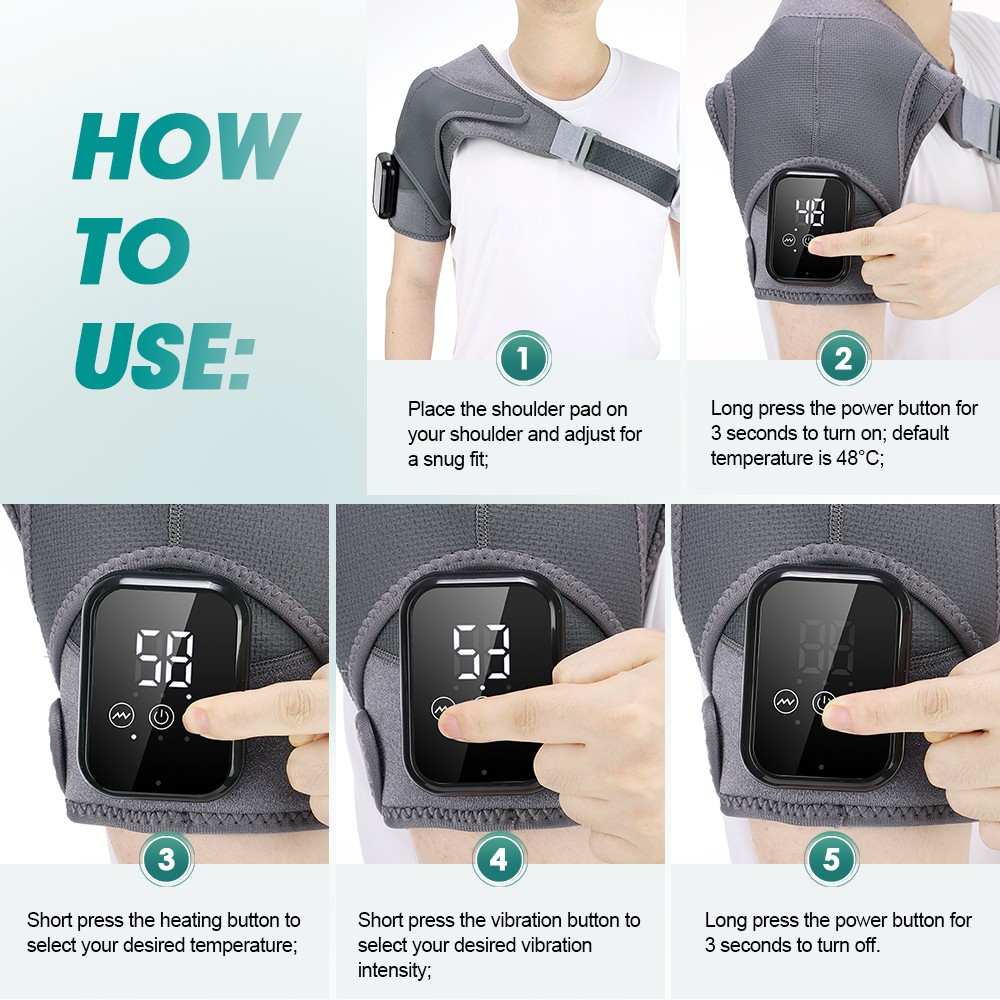 Heating Vibration Shoulder Wrap Electric Cordless Vibration Massage Heated Brace