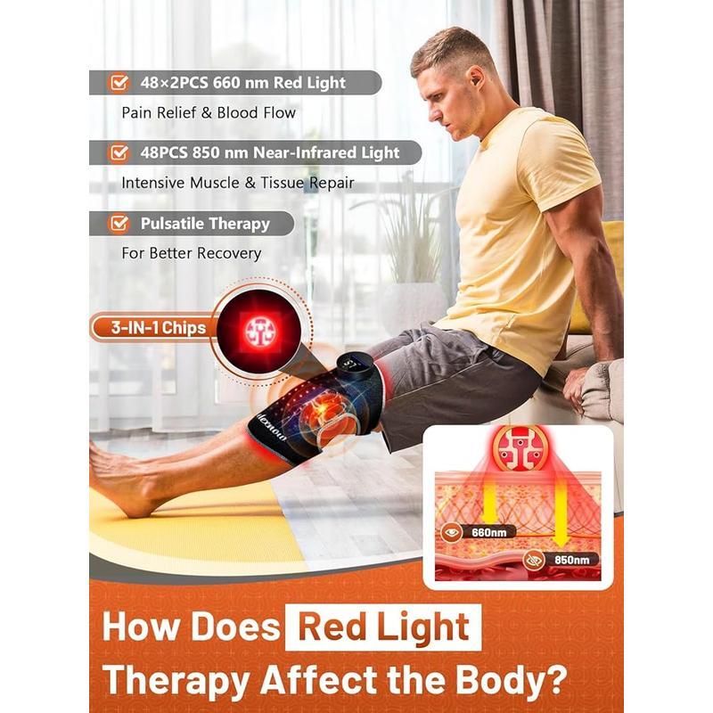 Wireless Red Light Therapy Knee Brace Heated Vibration Massage Pain Relief New