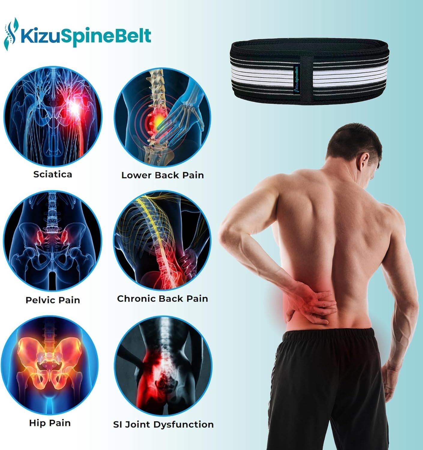 Sleek Kizu Low-Profile SI Joint Support Belt – Adjustable Sciatica Pain Relief